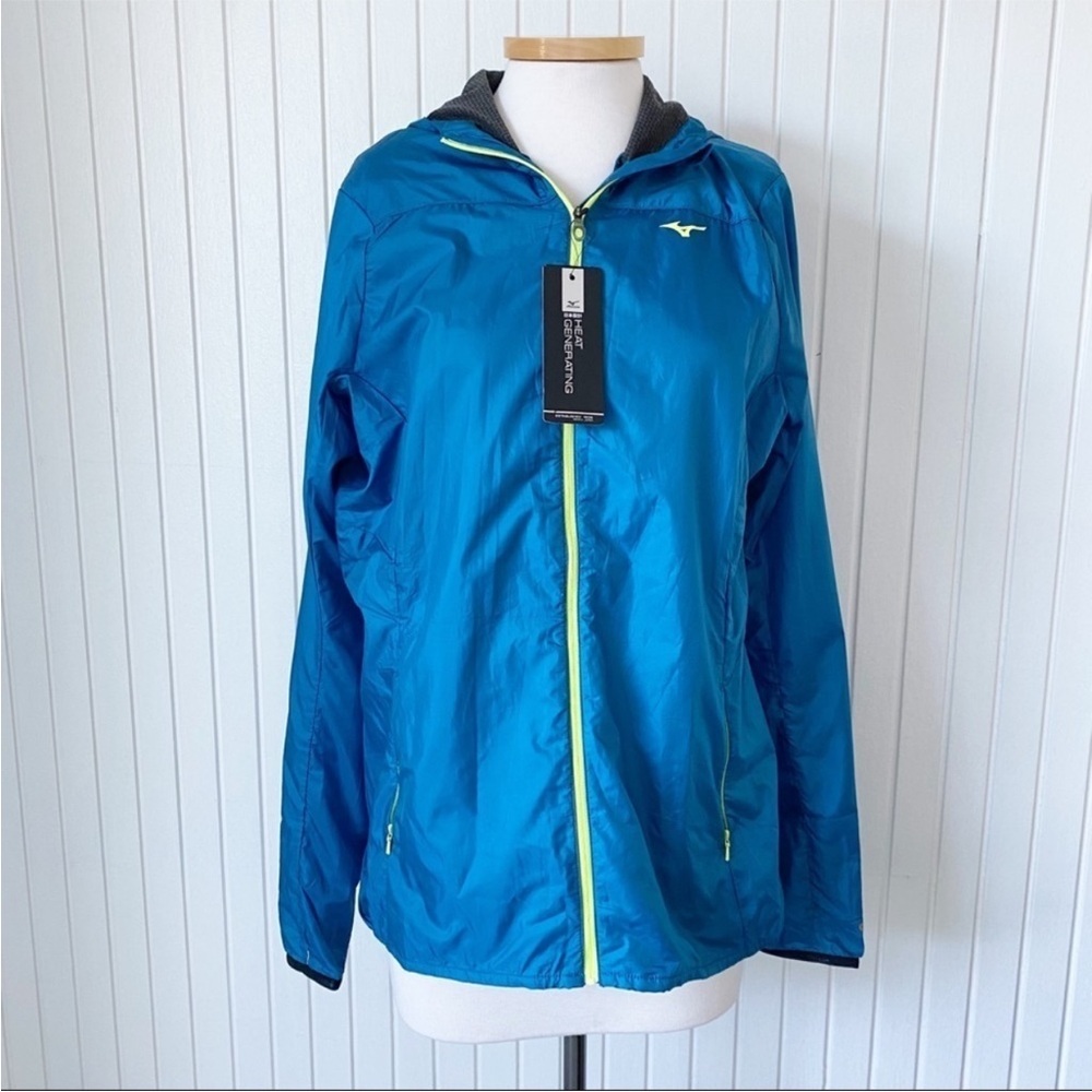 NWT Mizuno Blue Sapphire Heat Generating Hooded Jacket Coat Size XL